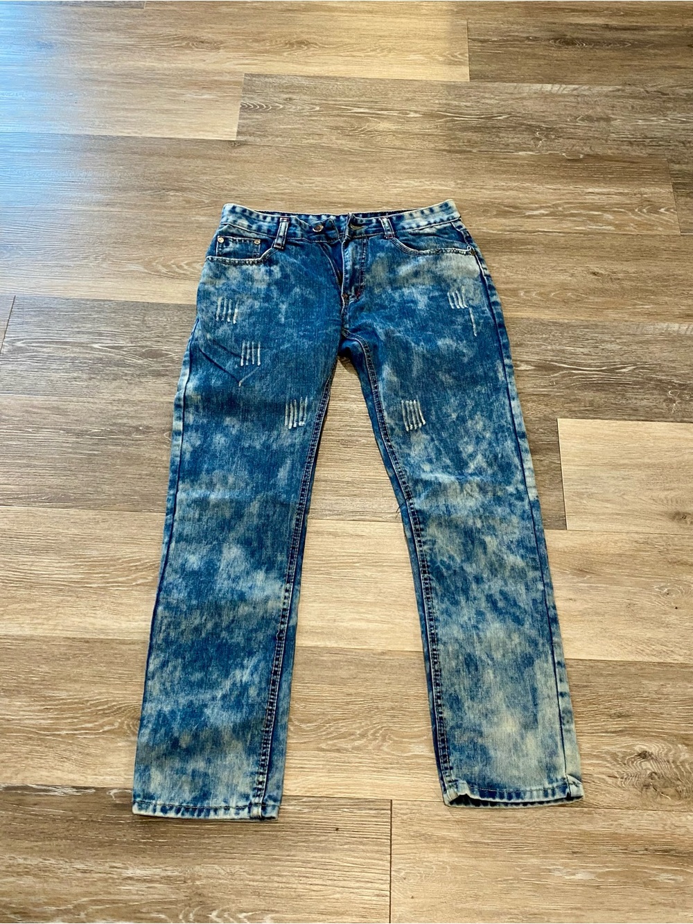 Source Unknown Men’s Slim Straight Acid-Wash Blue Jeans